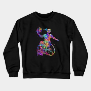 Wheelchair basketball girl watercolor Crewneck Sweatshirt